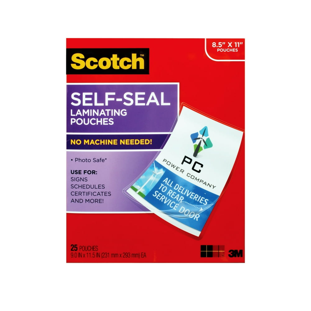 Scotch SelfSealing Laminating Pouches, 25 Count, 9" x 11.5" Walmart