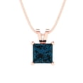 thumbnail image 4 of 1 cctw London Blue Topaz Rose Gold Plated Pendant with 16" Box Chain (5.5mm, Princess Cut), 4 of 7