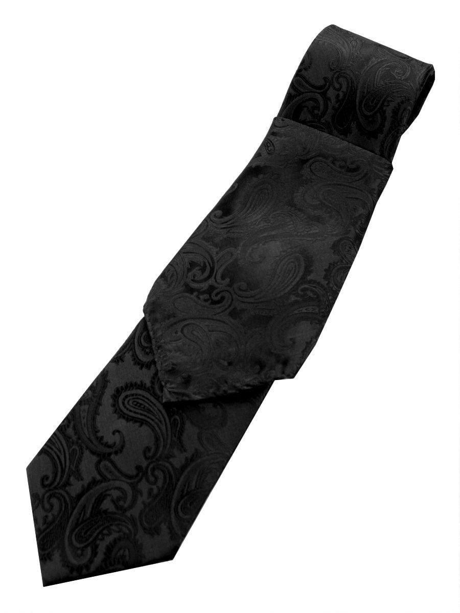 Paisley Neck Tie and Pocket Hankie set Charcoal