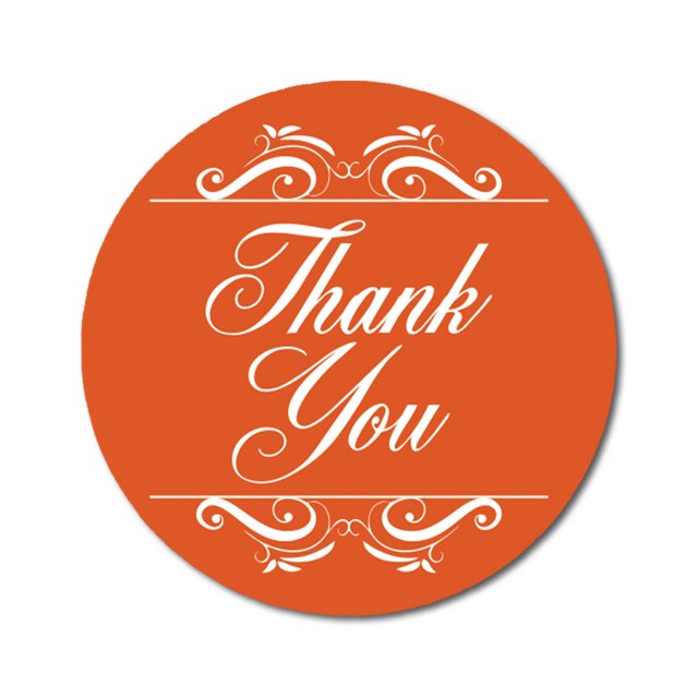 Darling Souvenir Round 1.6 Inches Swirl Border Thank You Orange Stickers Non Customized Gift-45 Pcs