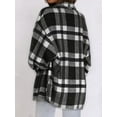 thumbnail image 4 of Women'S Flannel Plaid Shacket Fall Outfits Long Sleeve Button Down Shirts Jacket Coats with Side Pockets Black XL, 4 of 10