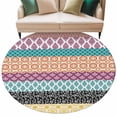 thumbnail image 2 of 6ft Washable Round Rug, Geometric Bohemia Non-Slip Circle Area Rug for Living Room Bedroom, Stripes Blue Orange and Yellow Indoor Floor Mat for Home Decor, 2 of 9