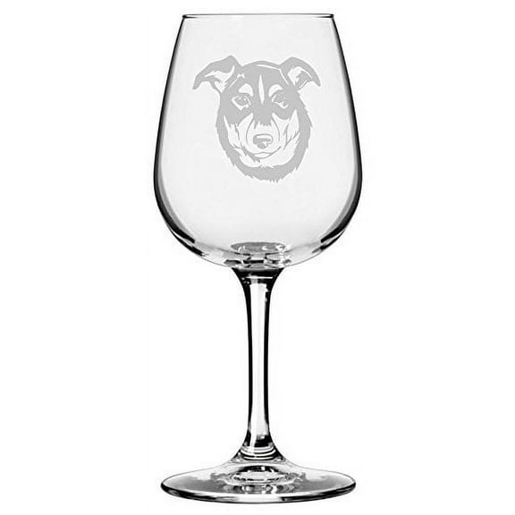 New Zealand Heading Dog Themed Etched 12.75oz Libbey Wine Glass