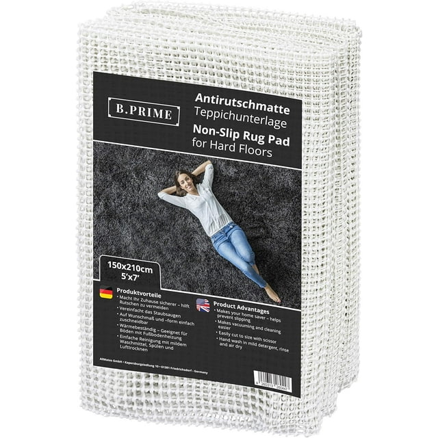 B.PRIME 5x7-Feet Non-Slip Rug Underlay Pad for Hard Floors. Different Size Options Available