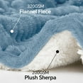 thumbnail image 2 of Sherpa Fleece King Size Blanket - Super Soft & Warm Striped Fleece, Cozy Plush Fluffy Large Bed Blanket All Season Use (Light Blue, 104x90 Inches), 2 of 14