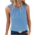 thumbnail image 2 of Njoeus Lace Tank Tops for Women Summer Casual Loose Tunic Top Ladies Sleeveless Office Work Shirts Elegant Pom Dressy Blouses S-XL, 2 of 6