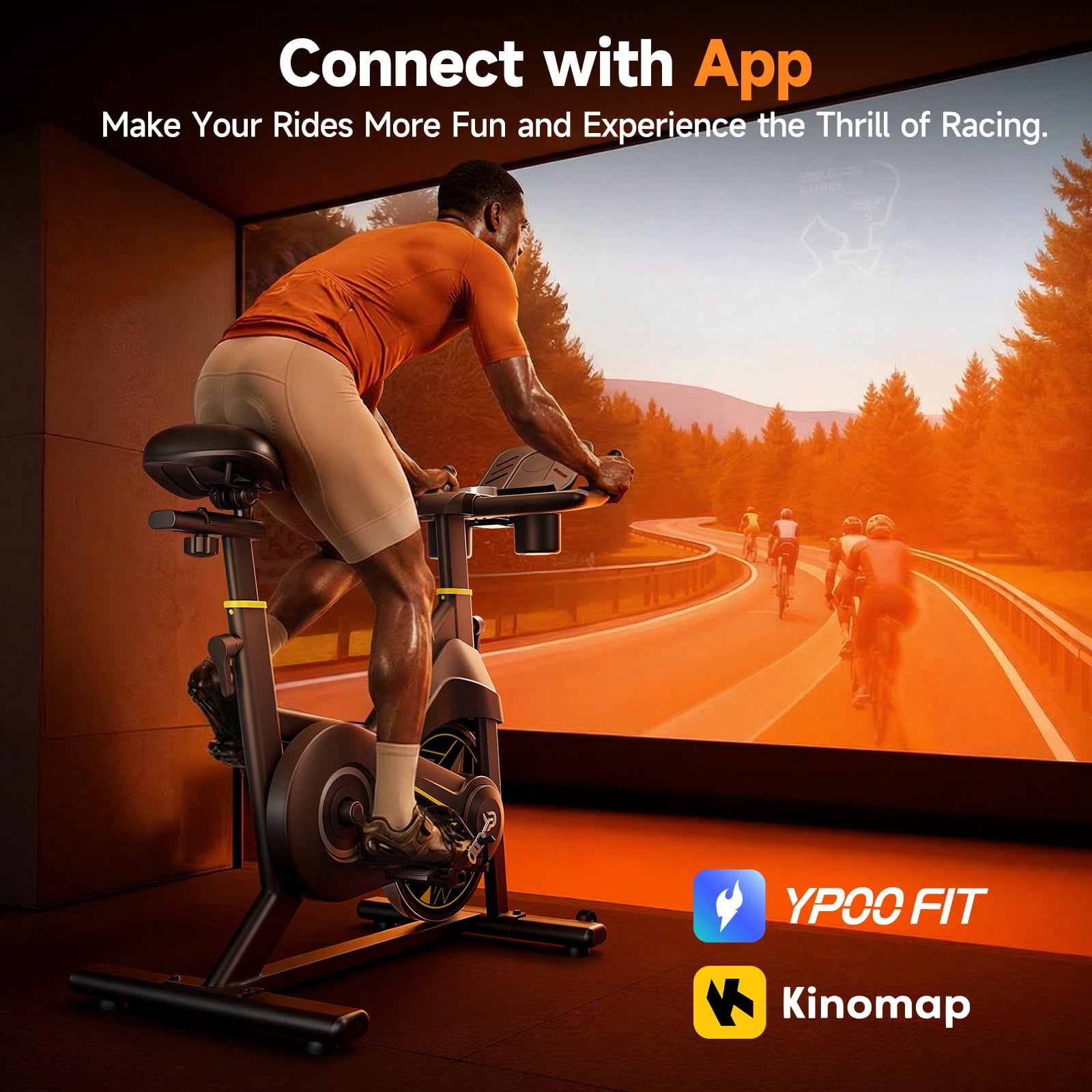 Exercise Bike for Home Gym, Magnetic Resistance Stationary Bike with APP, 300lbs Capacity Indoor Cycling Bike with Comfortable Seat & Tablet Holder