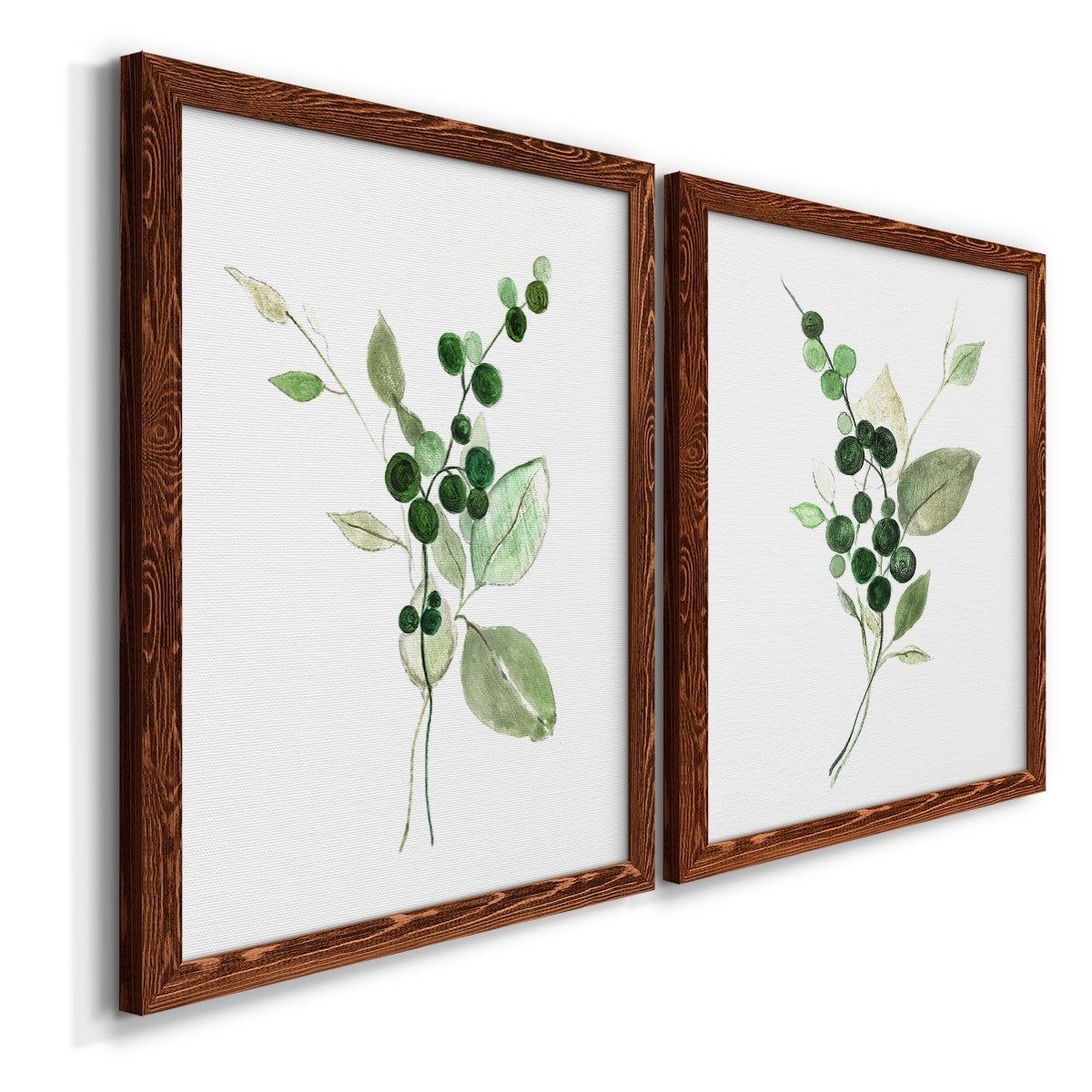 Sprigs in Green I - Premium Framed Canvas 2 Piece Set - Ready to Hang