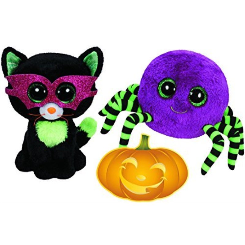 Ty Beanie Boos Halloween Crawly Spider and Jinxsy Cat Set of 2 Scary