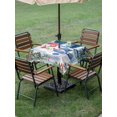 thumbnail image 3 of Outdoor Tablecloth with Umbrella Hole and Zipper, Christmas Square Table Cloth 54x54 Inch Waterproof Tablecloth, Xmas Snowman Tree Snowflake Pine Cones Picnic Table Cover for Patio Camping, 3 of 7
