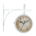 thumbnail image 1 of White Wall Clock Metal Frame Double Sided Bracket Clock-22cm Dia., 1 of 8