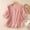 Pink, variant on Women's Eyelet Lace Shirts Liweisiy V Neck Button Down Linen 3/4 Sleeve Blouse Solid Color Causal Trendy Vocation Tops Pink M