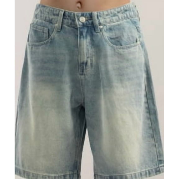 Summer new washed denim shorts men's pants American vintage pants loose trend 5 pants do old