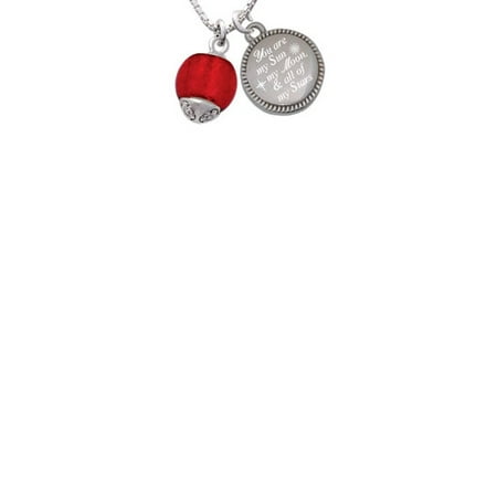 - 12mm Scarlett Red Roller Spinner with Silvertone Lining Glass Spinner You are my Sun, My Moon, and All of My Stars Engraved Necklace