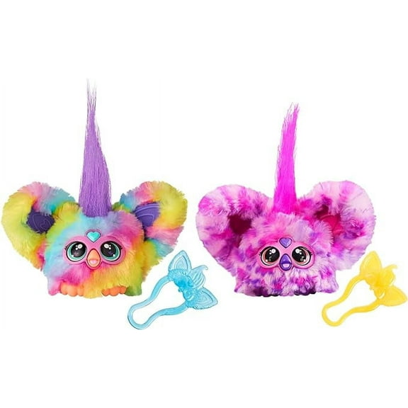 Furby Furblets 2-Pack, Mini Friends Ray-Vee & Hip-Bop, 45  Sounds Each, Music & Furbish Phrases, Electronic Plush Toys, Rainbow & Pink/Purple, Ages 6 