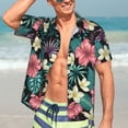 thumbnail image 5 of Lsque Green Tropical Leaves pattern Hawaiian Shirt for Men, Unisex Summer Beach Casual Short Sleeve Button Down Shirts-Small, 5 of 9