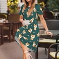 thumbnail image 3 of Easygdp Cute Shiba para Vestido Transpirable de Mujer, Vestido Suelto de Manga Corta con Pliegues y Bolsillos para el Verano, 3 of 6