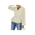 thumbnail image 2 of Qiylii Female Tassel Casual Tops, Women Solid Color V-Neck Long Sleeve Blouse Pullover Tops, 2 of 5
