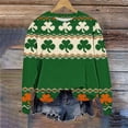 thumbnail image 2 of Tops para las Mujeres de Moda Otoño Día de San Patricio Impreso Suelto Cuello Redondo Manga Larga Suéter, Tops de Trabajo Casual para las Mujeres, 2 of 7