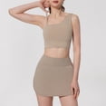 thumbnail image 4 of Wang6 One Shoulder Cropped Tank Tops Trendy Wireless Workout Longline Bras Seamless Running Gym Yoga Tops Khaki L, 4 of 6