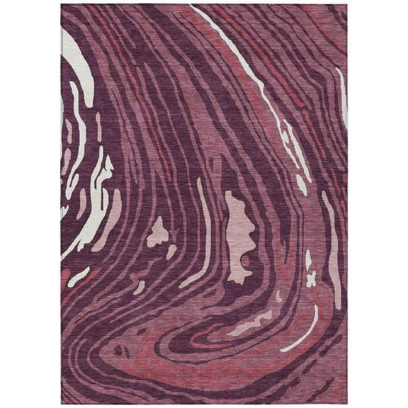 HomeRoots 601261 5 x 8 ft. Burgundy Brick Red & Ivory Abstract Washable Indoor & Outdoor Rectangle Area Rug