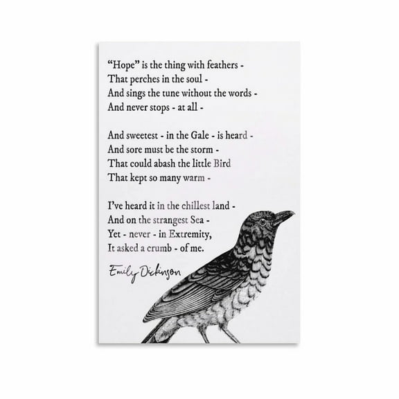 Hope Is The Thing with Feathers' Emily Dickinson Poem Poster Canvas Painting Posters And Prints Wall Art for Living Room Bedroom Decor