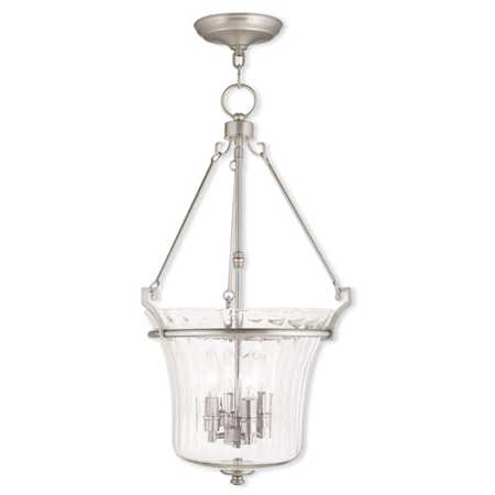 

Pendants Porch 4 Light With Hand Crafted Fluted Clear Glass Brushed Nickel size 16 in 240 Watts - World of Crystal