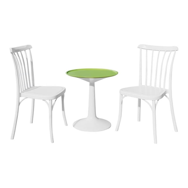 Strata Furniture 2 Chaises Rio en Polypropylène avec Table Germée en Blanc/vert