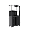 thumbnail image 3 of Miekor Furniture Black bamboo storage cabinet, separate bathroom cabinet with 2 doors, floor cabinet organizer for living room, kitchen, entrance MK0493, 3 of 10