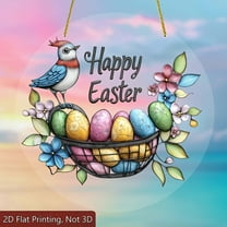 HongHeng Clearance Under $2.00 Easter Bunny Stained Glass Round Suncatcher