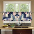 thumbnail image 4 of Yayeee Kitchen Curtains Tier Set of 2 Light Filtering 57"x36" Over Sink Window Panels, Pink Stripes, 4 of 7