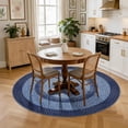 thumbnail image 3 of Modern Bordered Round Area Rug 4ft Washable Bedroom Circle Rugs Non Slip Stain Resistant Dining Room Round Throw Carpet Contemporary Circle Mats for Living Room Kitchen Nursery, Navy, 3 of 9