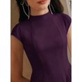 thumbnail image 2 of Bold Plum Womens Elegant High Neck Cap Sleeve A-Line Pleated Floor-Length, 2 of 6