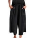 thumbnail image 1 of Pantalones anchos de lino con cintura elástica para mujer para el verano: pantalones informales de color liso, mezcla transpirable, tallas M-XXXXL., 1 of 4