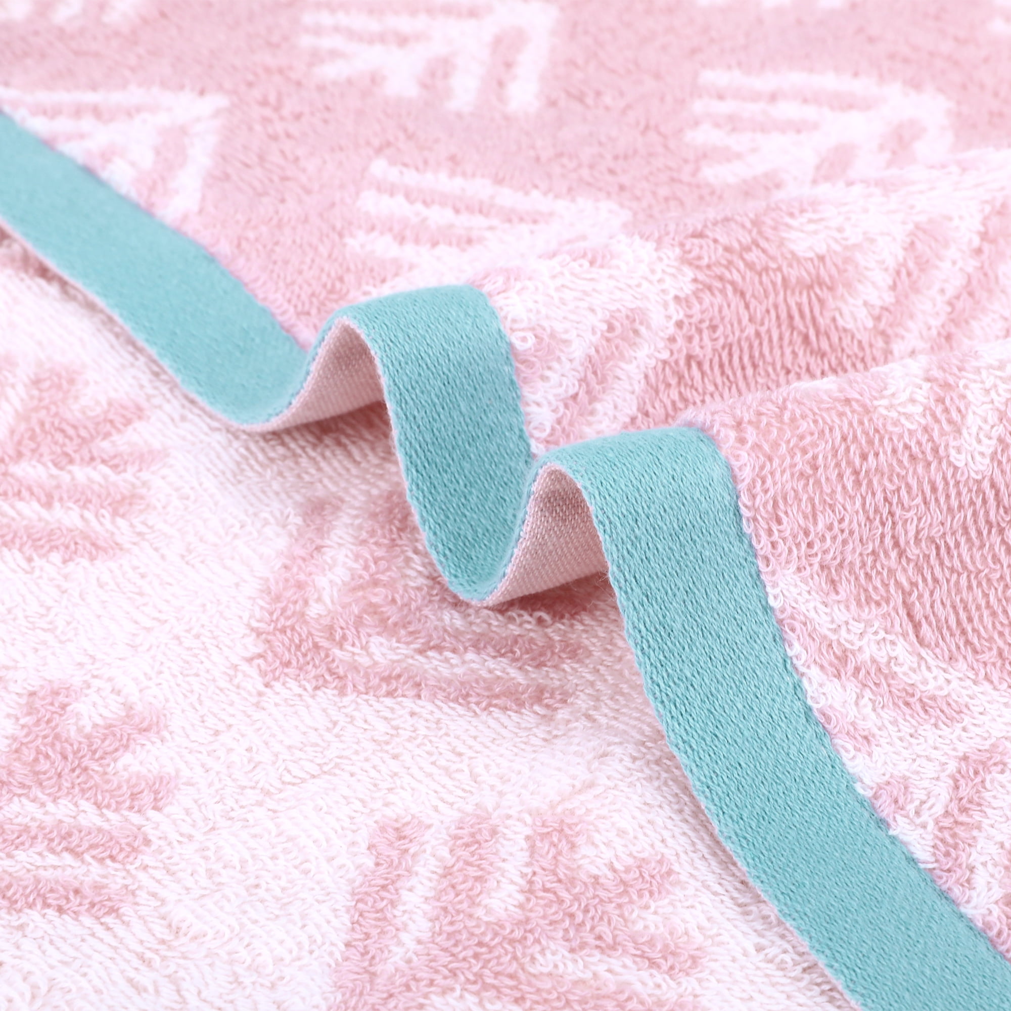 Unique Bargains 4 Pcs Cute Pattern Cotton Soft Towels 14 x 30 Inch Pink/Khaki