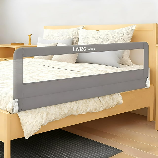 59" Toddler Bed Rails, Double-Reinforced Steel Frame, Swing Down Extra Long Bed Bumper Sleep Bedrail Safety Side Guard Fits for 4.72" to 11.81" Thickness Mattresses