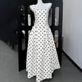 thumbnail image 6 of Taylonsss Womens Summer Dress White Polka Dot Spaghetti Strap Waist Tie Midi Casual Everyday Outfit, 6 of 9