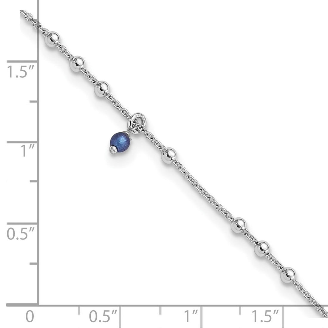 3mm 925 Sterling Silver Blue Crystal Bead Plus 1in Extension Anklet 9 Inch Anklet for Women