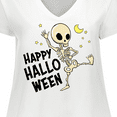 thumbnail image 4 of Inktastic Happy Halloween with Dancing Skeleton Women's Plus Size V-Neck T-Shirt, 4 of 5