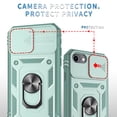 thumbnail image 2 of JTCASES for iPhone 7 Case, Sliding Camera Cover+ Rotating Ring Kickstand + Magnetic Car Mount + Inside Card Holder, Bracket Shockproof Frame Anti-drop PC TPU Heavy Duty Protection, Green, 2 of 11