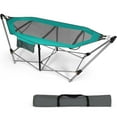 thumbnail image 1 of Gymax Folding Hammock Indoor & Outdoor Hammock with Side Pocket & Iron Stand Turquoise, 1 of 10