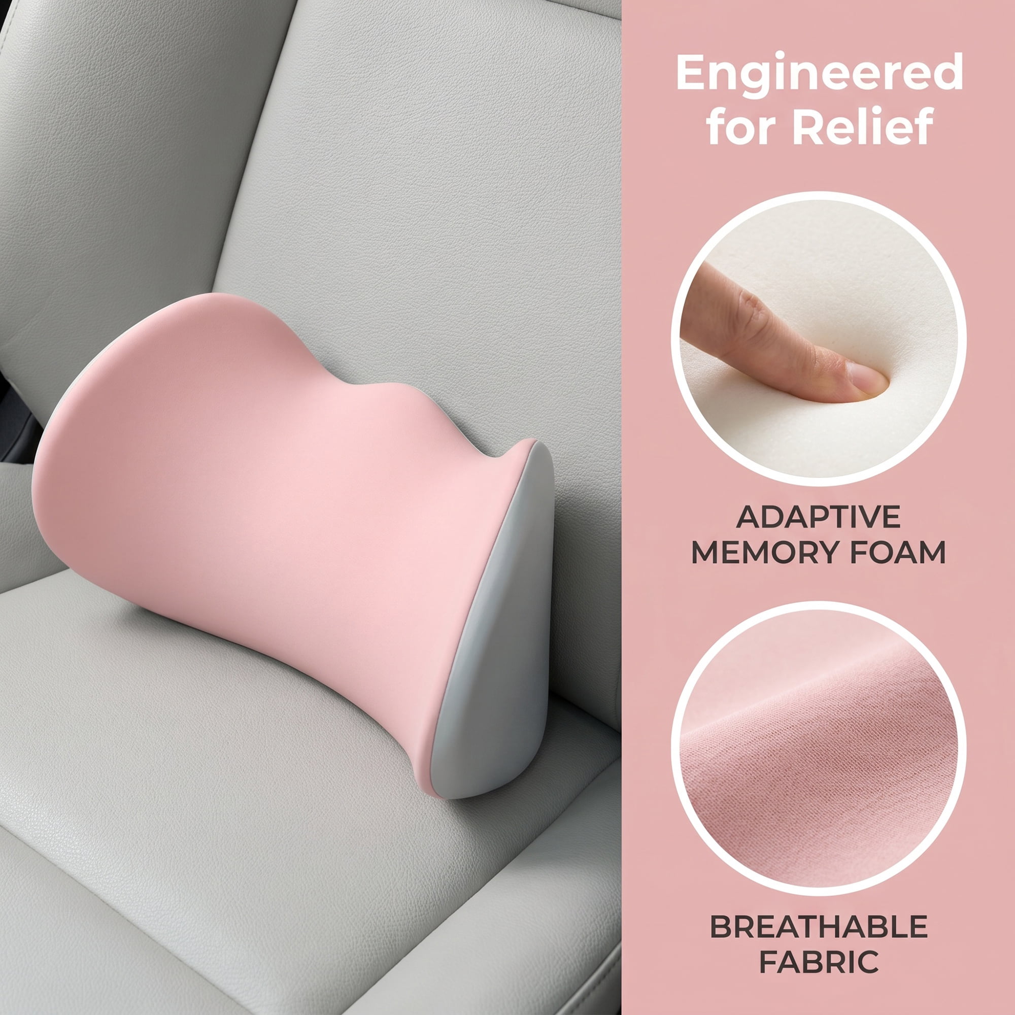 Unique Bargains Lumbar Support Pillow Cotton Back Support Pink Gray 17.3" x 4.3" x 7.5"