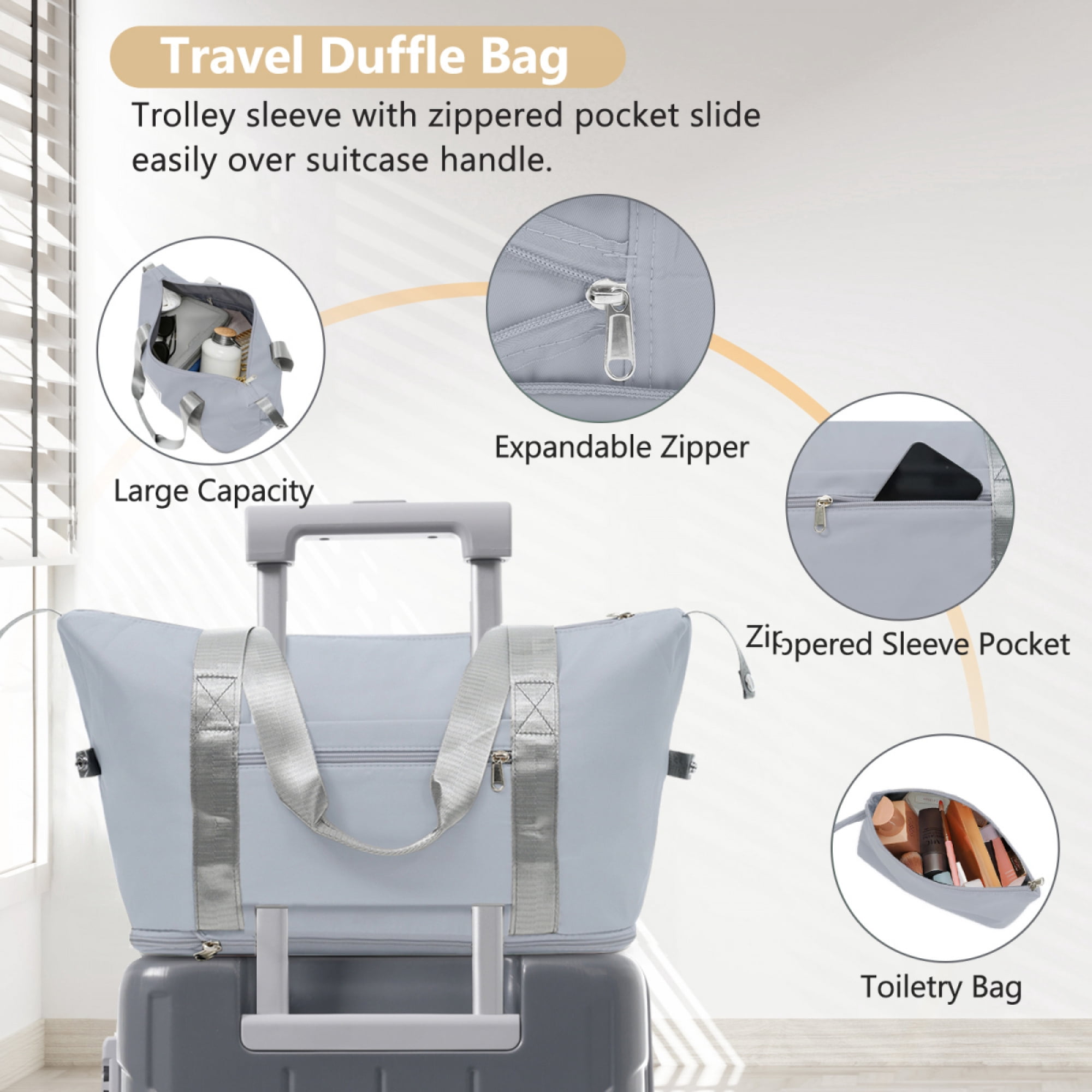 20 Inch 3-Piece Carry On Luggage Set - Lightweight ABS Hardshell Suitcase with Spinner Wheels for Business Travel & Weekend Getaways,Cool Gray