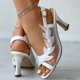 thumbnail image 2 of Sandalias de tacón alto de malla para mujer, zapatos de tacón con correa de hebilla y punta abierta a la moda, sandalias de vestir versátiles, 2 of 4