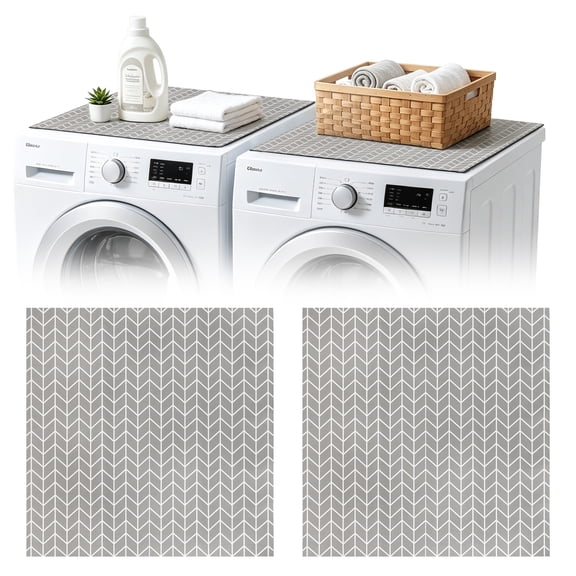 JINYINGHOD 2 Pcs Washer and Dryer Top Covers, Non Slip Washing Machine Protector Rubber Mat, Dust Proof Cover for Home, Laundry Room