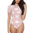 thumbnail image 2 of Picia Rabbit And Cloud Womens One Piece Swimsuits Modest Tummy Control Bathing Suits Lace Up Slimming Swim Suit-X-Large, 2 of 9