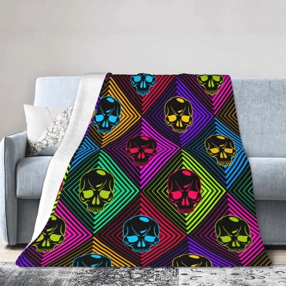 DouZhe Ultra-Soft Micro Fleece Lightweight Flannel Bed Blanket, Fashion Rock and Roll Pirate Skulls Print Cozy Warm Throw Blankets, 50"x40"