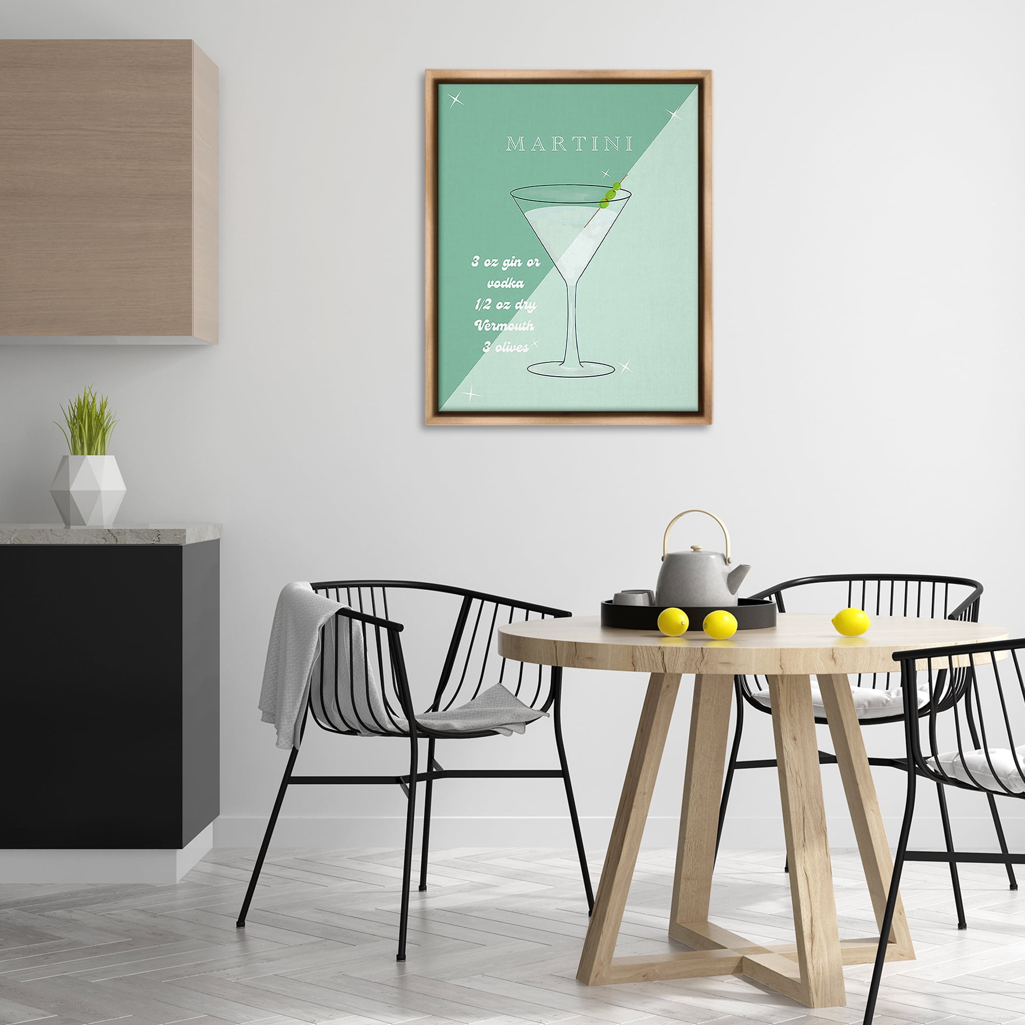 Stupell Industries Modern Martini Recipe Food & Beverage Painting Brown Floater Framed Canvas Art Print Wall Art, 25 x 31