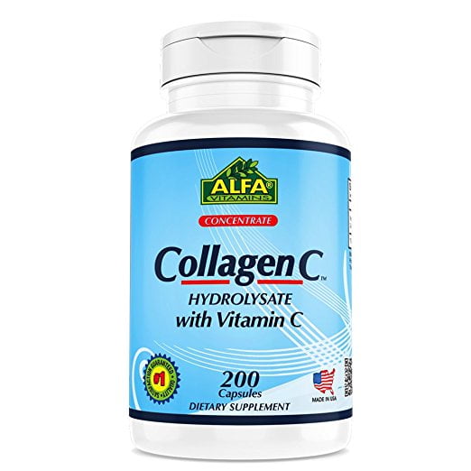 COLLAGEN C HYDROLYSATE WITH VITAMIN C 200 Capsules FROM ALFA VITAMINS