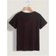 thumbnail image 5 of Letter Print T-Shirt for Women - Casual & Cute, Short Sleeve, Round Neck, Stretchy 100% Cotton, Machine Washable, Bottoming, Daily Wear Tee For Adult, Men, Women, Teen, Teenager, Adolescent, Youth, 5 of 5